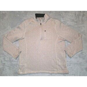Woolrich Mens Half Zip Henley Sweater Size XL Oatmeal Beige Zip Pocket Logo